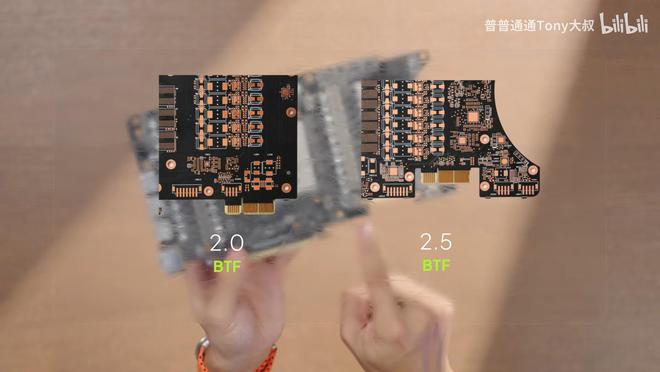 华硕俞元麟展示 BTF 2.5 可移除 GC-HPWR 设计,短时承载超 1000W ▲ 样卡 PCB 设计